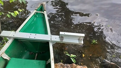 SAILBOATS TO GO Hinged Canoe Motor Mount Protects Trolling Motor - Flips Up If You Hit a Rock!