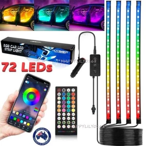 RGB LED Car Interior Atmosphere Strip Lights Bluetooth + Remote + Button Control - Picture 1 of 24