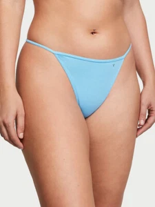 Victoria's Secret - M Smooth Cotton V-String Panty - Bikini Blue - Medium Thong - Picture 1 of 3
