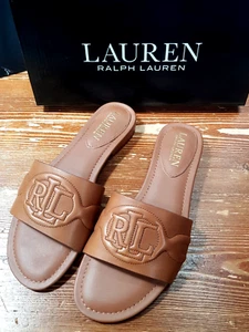 POLO RALPH LAUREN nr. 37 Sandalo Ciabattina pelle MARRONE CUOIO linea "LAUREN" - Imagen 1 de 11