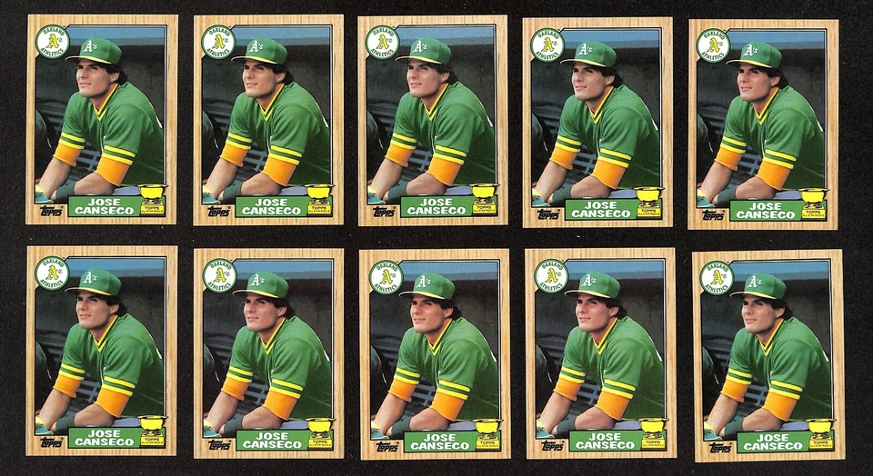 Lote de cartões de beisebol 1987 Topps #620 Jose Canseco Rookie Rc 10ct 0603R - Imagem 1 de 1