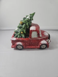 CAMIONETA PICKUP VINTAGE NOSTÁLGICA ROJA ILUMINADA DECORACIÓN DEL HOGAR DE VACACIONES DE NAVIDAD - Imagen 1 de 9