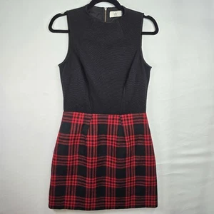 Dolce Vita Wool Blend Plaid Dress Fit And Flair A Line Size S Black Red - Picture 1 of 6