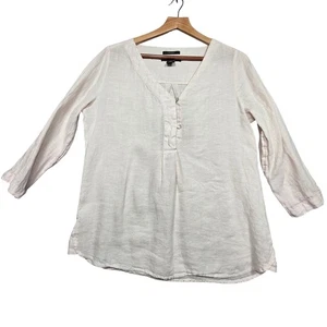 Blusa donna stile tunica Tahari 100% lino taglia S - Foto 1 di 6