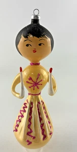 Vintage Hand Blown Glass Figural Christmas Ornament ITALY MADE Metal Cap, 5.5" - Picture 1 of 12