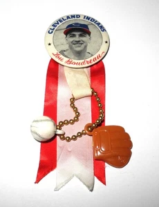 1950's Baseball Lou Boudreau Cleveland Indians World Series Souvenir Pin Button - Picture 1 of 2