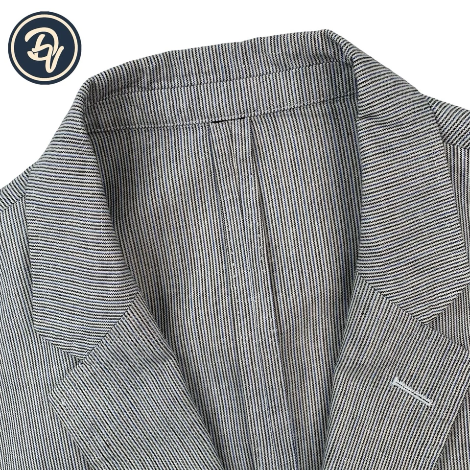 Mens 40 R J Crew Ludlow X Somelos Natural Micro Stripe Cotton / Linen Blazer - Image 1 of 4