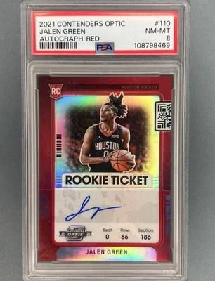 2021-22 Panini Contenders Optic Jalen Green - Red Rookie Auto # 99/99 RC PSA 8 - Image 1 of 3