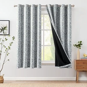 JINCHAN Floral Print 100% Blackout Window Curtain Blinds For Bedroom Living Room - Picture 1 of 6