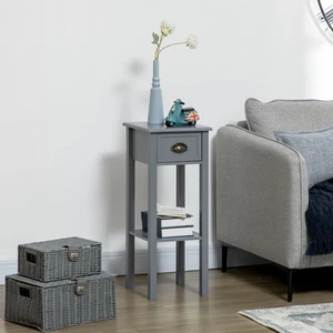 29" 2-Tier Side Table with Drawer Shelf, End Table for Living Room, Gray - Picture 1 of 11