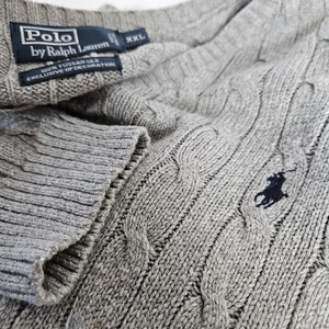 Maglione di seta vintage Polo Ralph Lauren Tussah uomo XXL *si adatta come grande cavo grigio - Foto 1 di 12