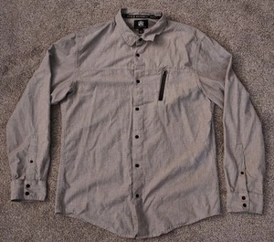 Rock & Republic Mens Size L Gray Zip Pocket Button Front Long Sleeve Shirt - Picture 1 of 18