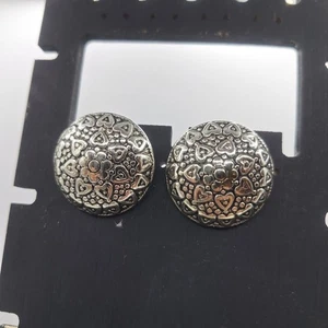 Vintage elegante Ohrstecker Silber Herzmuster - Bild 1 von 5