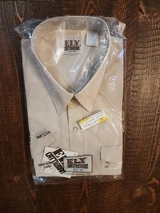 NWT Vtg Men's XL 17.5 ELY CATTLEMAN Short Sleeve Solid Beige Western Snap Shirt - Picture 1 of 3