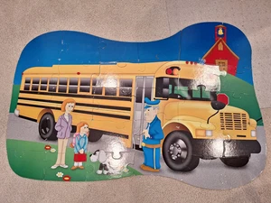 Vintage School Bus Floor Puzzle 30 Jumbo Pieces 2 sided Preschool Home school - Picture 1 of 9