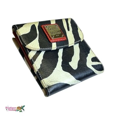 Cartera de tarjeta de crédito Dooney & Bourke vintage Zebra negra blanca con interior rojo Foto 1 de 4