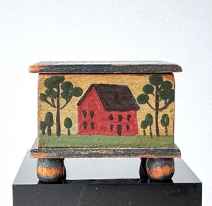 Vintage OOAK Miniature Blanket Chest BBB 95 Colonial Williamsburg Folk Art 1:12 - Picture 1 of 14