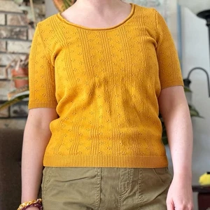 Madewell Pointelle Willford Sweater Tee - Mustard Yellow (Size Small) - Picture 1 of 9