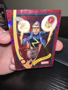 2025 Topps Chrome Marvel Blue & Red Spider Web Refractor 19/62 Cadet Marvel #88 - Picture 1 of 8