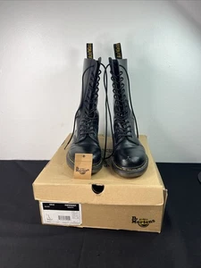 Dr. Martens 1914 14-Eyelet Black Unisex Smooth Leather Mid-calf Boots - Picture 1 of 24