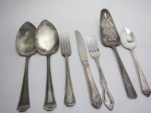 Silverplate ANTIQUE Assorted 7pc Lot Sheffield,Rogers,+ - Picture 1 of 7