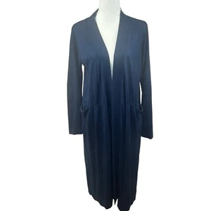 Soft Surroundings Damen dunkelblau Fiona Long Duster Strickjacke Gr. XS dünner Strick - Bild 1 von 14