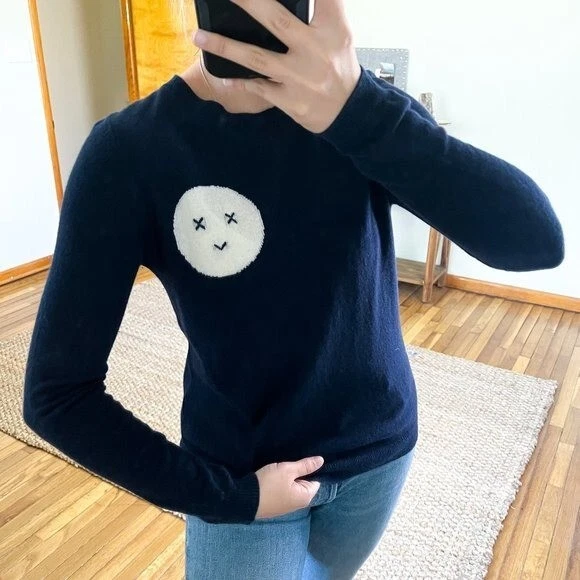 Свитер Chinti and Parker из шерстяной кашемировой смеси темно-синий вязаный с круглым вырезом XS - Изображение 1 из 4