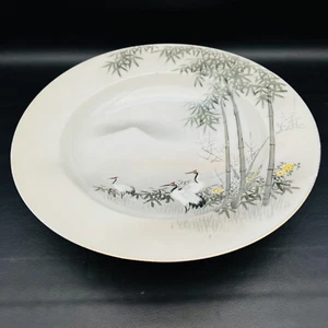 Antique Meiji Hand Painted Porcelain Crane Bowl Japan Signed - Picture 1 of 9