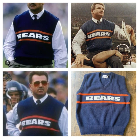 Chicago Bears Vintage Mike Ditka Sweater Vest Wool NFL Proline Cliff Eagle Large Cover