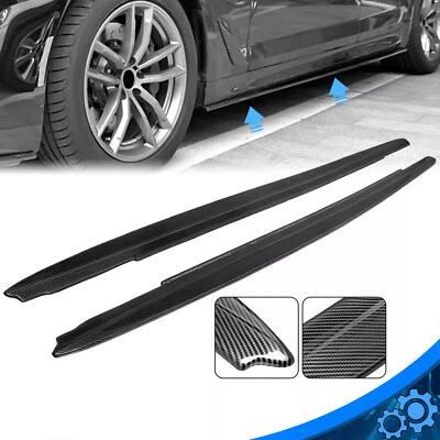 Carbon Fiber Style Side Skirts Extention For BMW M Sport 5 Series G30 M5 F90 17+ Foto 1 de 4