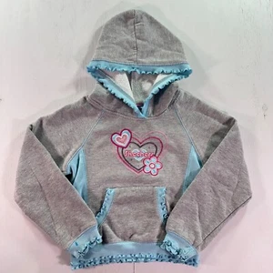 Y2K sketchers little girls gray hoodie size medium 5-6 ruffle edge gray blue - Picture 1 of 5