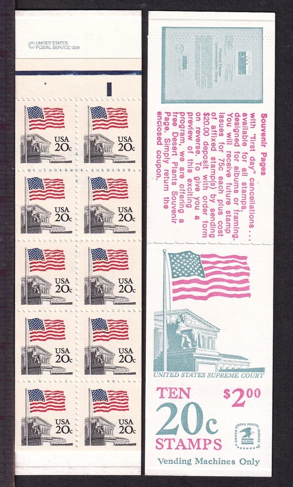 1981 Sc BK140 MINT BOOKLET Flag over Supreme Court 1896b plate number 4 MNH - Image 1 of 1