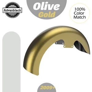 Advanblack OLIVE GOLD Fits 09+ Harley 19" Reveal Wrapper Hugger Front Fender - Picture 1 of 9