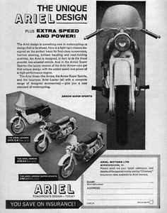 1963 Ariel Leader & Arrow Supersport Motorrad Original Anzeige - Bild 1 von 1