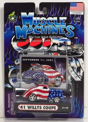 Muscle Machines 01-99 Stars & Stripes USA American Flag 1941 Willys Coupe 1:64 - Image 1 of 4