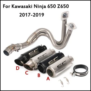 For Kawasaki Ninja 650 Z650 2017-2019 Front Connecting Pipe Exhaust Muffler Tips - Picture 1 of 12