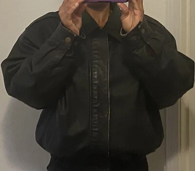 Beyond Sports Classics Black Leather Coat Jacket Large - Image 1 of 4