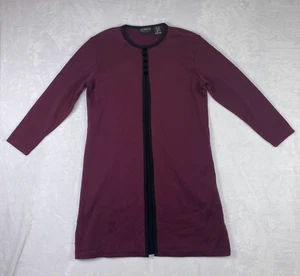 Liz Claiborne Dress Womens Medium Maroon Sheath Petites Scoop Pullover Pleat - Picture 1 of 10