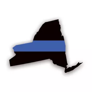 New York Shaped The Thin Blue Line Sticker Decal - Weatherproof - support ny v2 - Foto 1 di 4