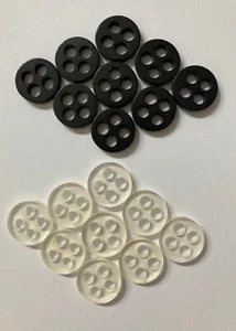 Black / Clear Jigger Flat Backing Buttons 11.5mm (18L) Big Holes Pack Sizes - Picture 1 of 5