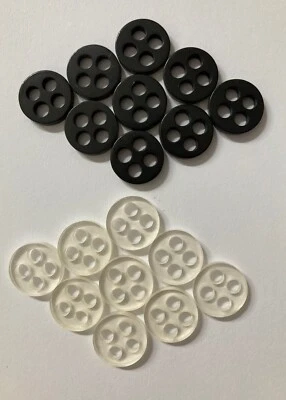 Black / Clear Jigger Flat Backing Buttons 11.5mm (18L) Big Holes Pack Sizes - Image 1 of 4