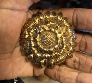 Ciner Large Gold Tone Sunflower Flower Statement Brooch Pin - Picture 1 of 3