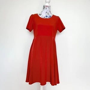 Uniqlo Women's Dress Size L 12 Red Orange Short Sleeve A-Line - Picture 1 of 8
