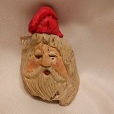 Hand Carved Santa Head Signed Dated One of  Kind Unique 1990