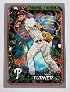 2024 Topps Holiday Trea Turner #H43 Metallic Silver Glitter Phillies - Picture 1 of 2