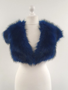 Asos Faux Fur Scarf Stole Wrap Petrol Blue Long Haired Super Soft Plush Lined