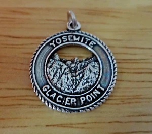 Sterling Silver 18mm Round says Yosemite Glacier Point Charm - Picture 1 of 3