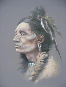 SUPERB ORIGINAL ROYAL PATRONAGE ARTIST JOEL KIRK  "Kiowa"  INDIAN PAINTING - Picture 1 of 1