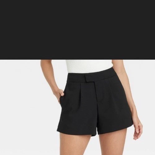 Pantalones Cortos A New Day Para Mujer 2 Blancos Plisados Crepé Elegantes Elastizados Tiro Alto Cremallera Foto 1 de 4