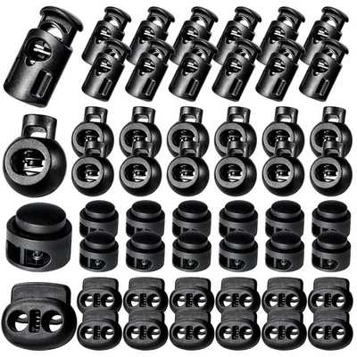 52 piezas cerraduras de cable de plástico, tapones de palanca de tope de resorte de doble orificio para... Foto 1 de 4